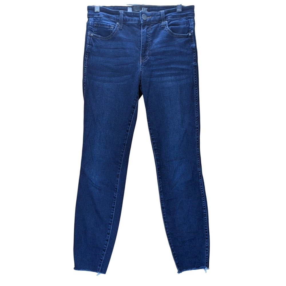 KUT from the Kloth‎ Jeans Womens 6 Dark Wash High Rise Raw Hem Crop Denim Skinny
